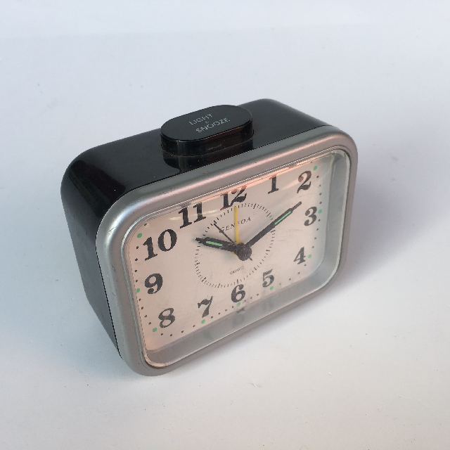 CLOCK, Alarm - Black Rectangular Genoa